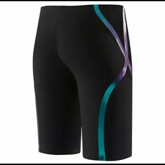 🆕 Speedo Fastskin NWOT Racer Regular Waist Jammer – Black/Blue – Mens 28. #0153 - Picture 3 of 11